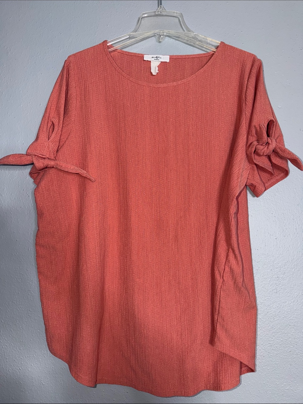 Moa Moa Coral Tie-Sleeve Round Neck Tunic